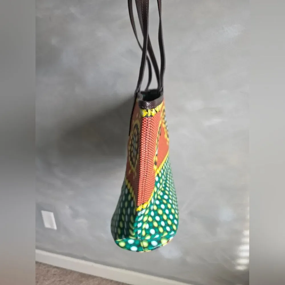 orYANY Coated Canvas Multi-color Tote Geometric Circle Pattern 20x11x6